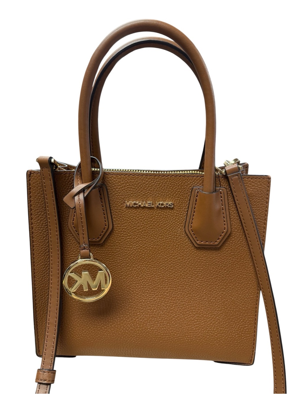 Michael Kors Cognac Leather Mini Satchel with Gold Charm